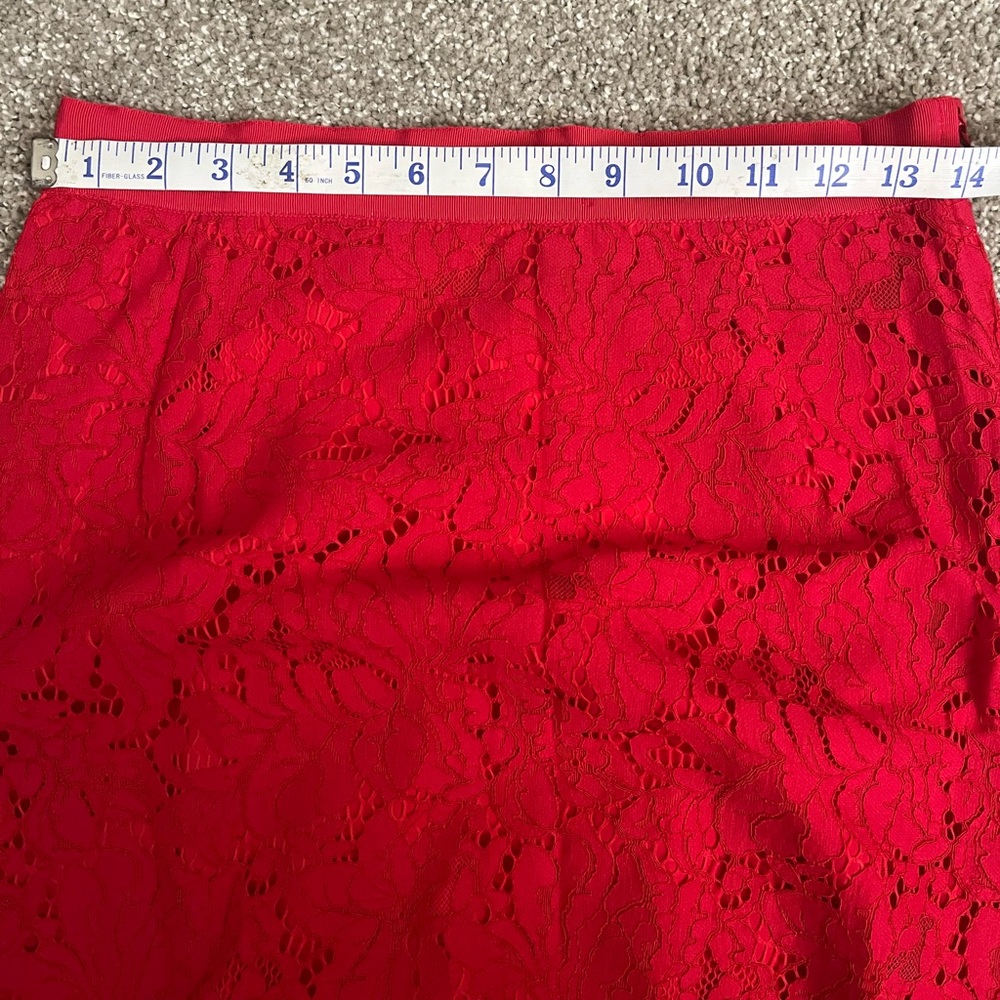 H&M NWT Red Lace High Waist Midi Skirt - Picture 4 of 5